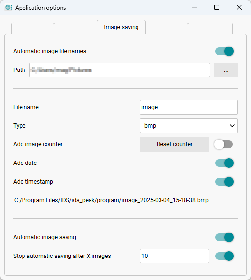 Fig. 246: Settings for image saving