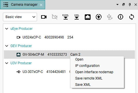 Fig. 232: Camera manager (basic view) Fig. 232: Camera manager (basic view)