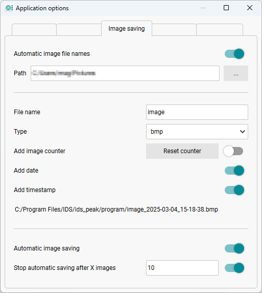 Fig. 270: Settings for image saving Fig. 270: Settings for image saving