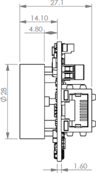 Fig. 606: GigE uEye LE with CS-mount - side view