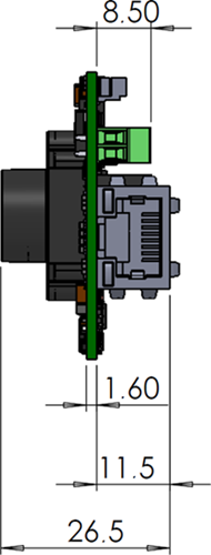 Fig. 601: GigE uEye LE with S-mount - side view (without lens holder 15.1 mm)
