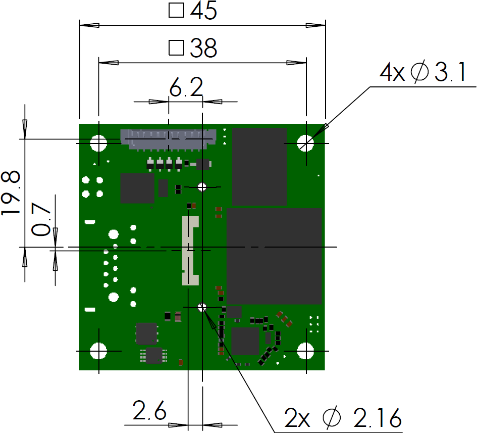 Fig. 610: GigE uEye LE motherboard with S-mount - back view