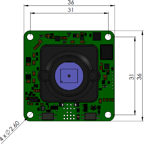 Fig. 412: USB 3 uEye LE with lens holder - front view