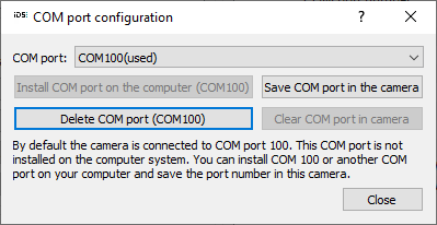 Fig. 101: IDS Camera Manager - Additional functions