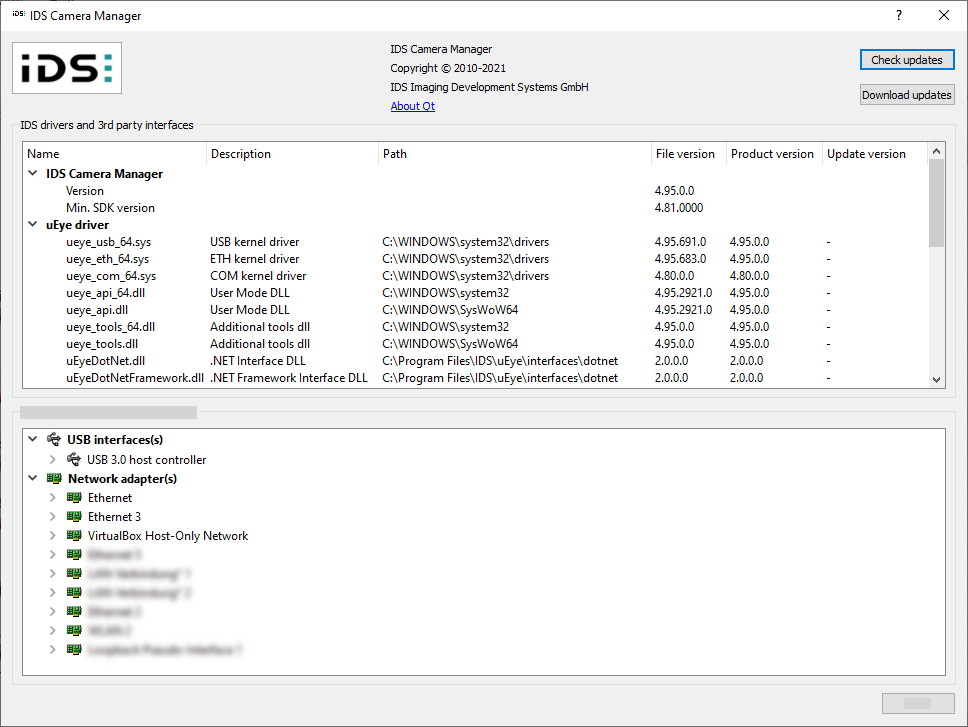 Fig. 90: IDS Camera Manager - General information