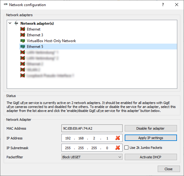 Fig. 92: IDS Camera Manager  - ETH network service