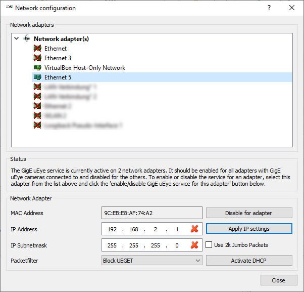 Fig. 85: Configuring the network card