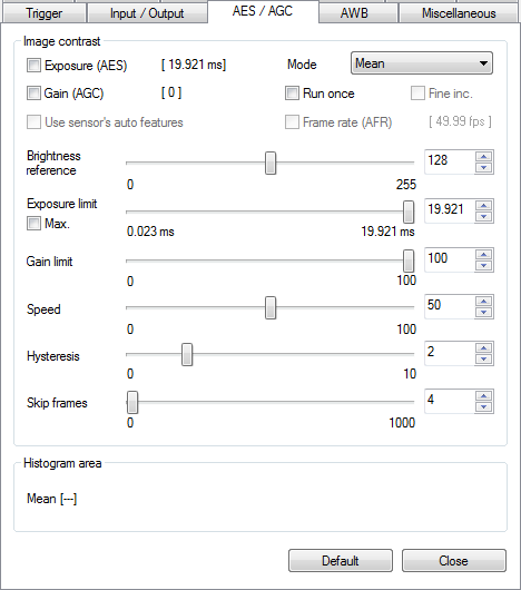 Fig. 129: uEye properties - AES/AGC
