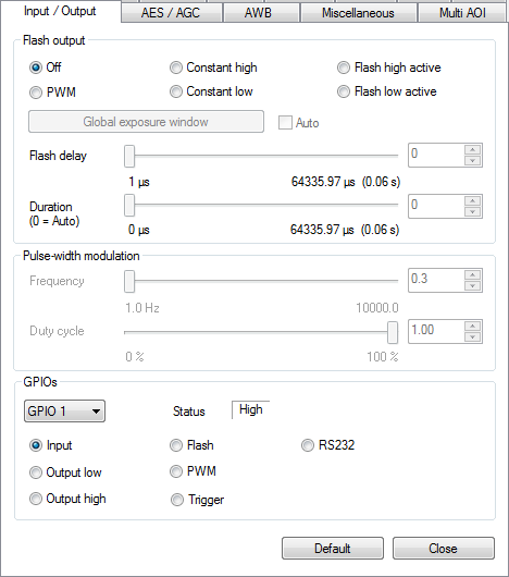 Fig. 127: uEye properties - Input/Output