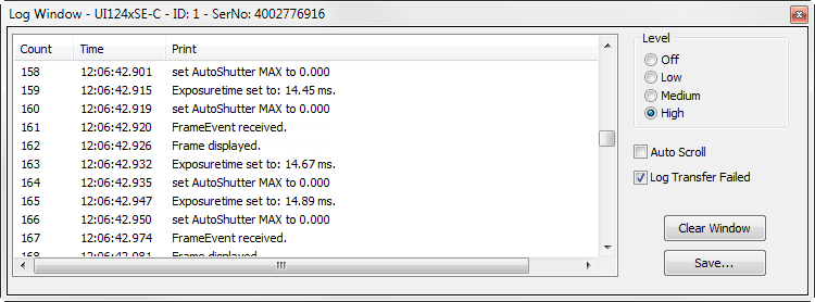 Fig. 118: View menu – Log window