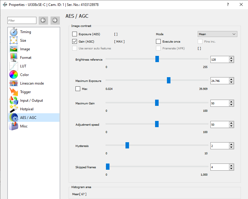 Fig. 168: uEye Demo - AES/AGC
