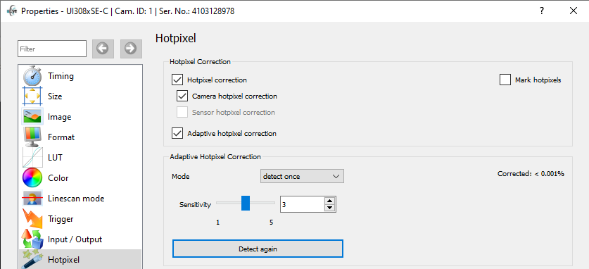 Fig. 167: uEye Demo - Hotpixel
