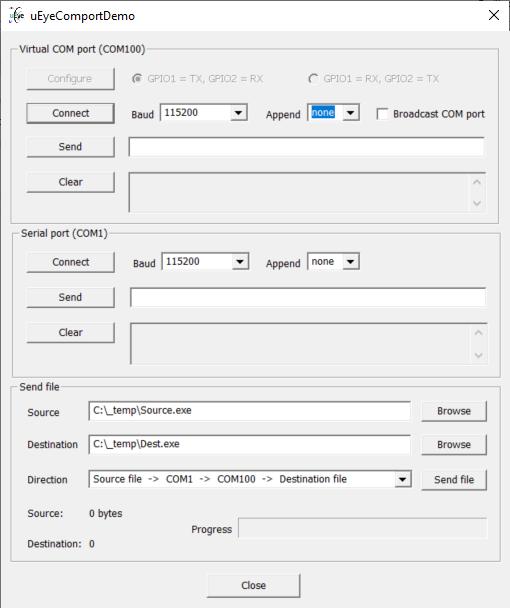 Fig. 102: Data transfer through a virtual COM port