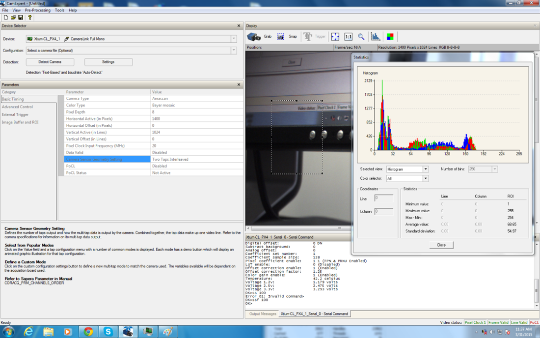 Sapera LT CamExpert - sample GUI window